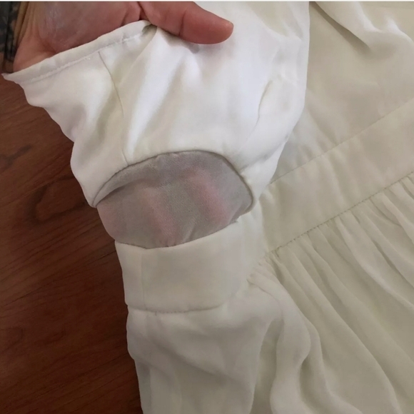 Bijou Bijou White Scoop Neck Illusion Cut Out Maxi Slit Sheer Dress - Picture 9 of 12